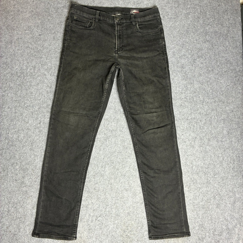 Faherty Mens 33x31 Stretch Terry Stretch Pants Faded Black Straight Cotton Denim